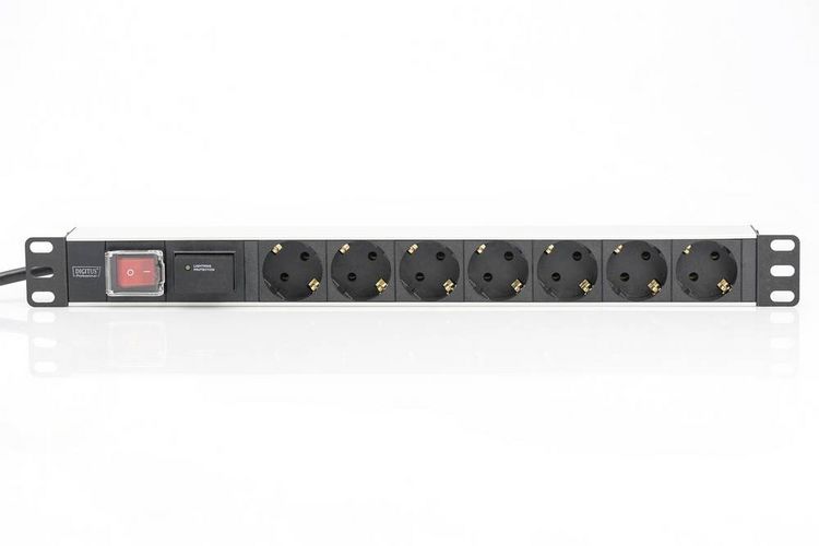 Produktbild: Digitus DN-95407 19 Zoll Netzwerkschrank-Steckdosenleiste 1 HE Schutzkontaktsteckdose Schwarz