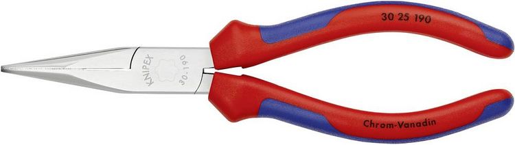 Produktbild: Knipex 30 25 190 Werkstatt Flachrundzange Gerade Chrom-Vanadium Elektrostahl 190mm