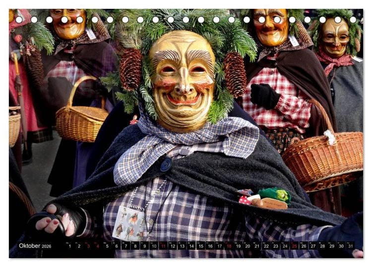 Produktbild: Alemannische Masken (Tischkalender 2026 DIN A5 quer), CALVENDO Monatskalender
