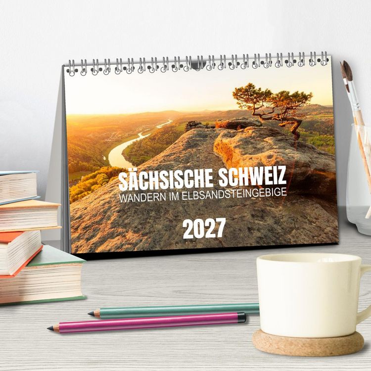Produktbild: S&auml;chsische Schweiz - Wandern im Elbsandsteingebirge (Tischkalender 2027 DIN A5 quer), CALVENDO Monatskalender