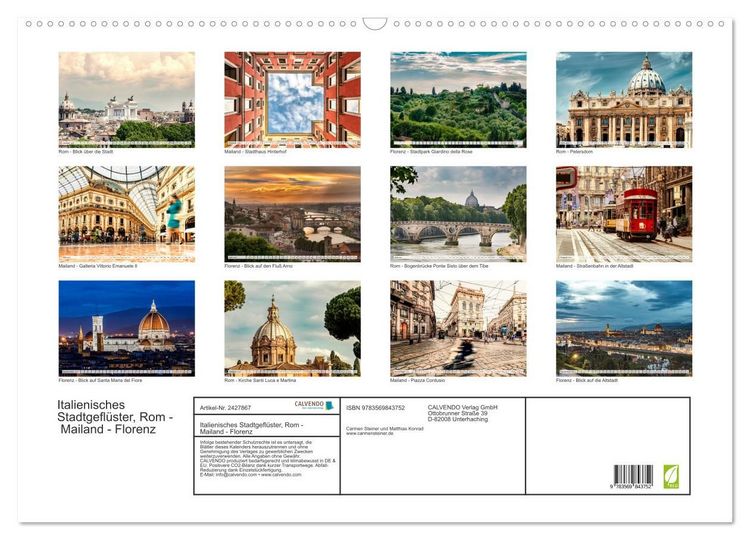 Produktbild: Italienisches Stadtgefl&uuml;ster, Rom - Mailand - Florenz (Wandkalender 2027 DIN A2 quer), CALVENDO Monatskalender