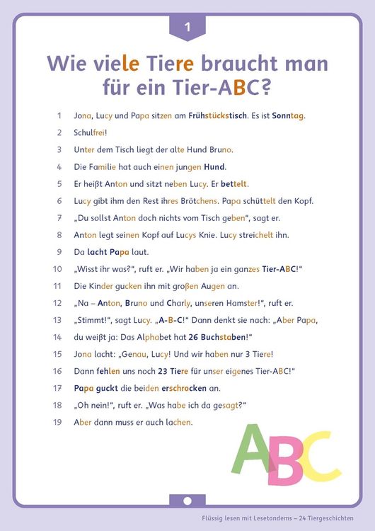 Produktbild: Fl&uuml;ssig lesen mit Lesetandems &ndash; 24 Tiergeschichten, Klasse 3/4