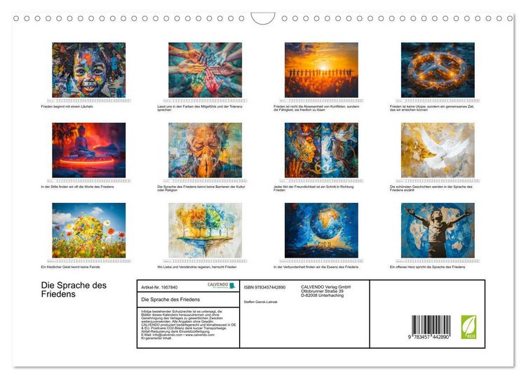 Produktbild: Die Sprache des Friedens (Wandkalender 2026 DIN A3 quer), CALVENDO Monatskalender
