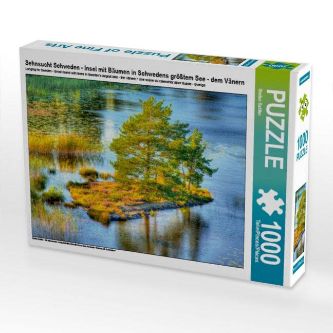 Produktbild: CALVENDO Puzzle Sehnsucht Schweden - Insel mit B&auml;umen in Schwedens gr&ouml;&szlig;tem See - dem V&auml;nern | 1000 Teile Lege-Gr&ouml;&szlig;e 64x48cm Foto-Puzzle f&uuml;r gl&uuml;ckliche Stunden