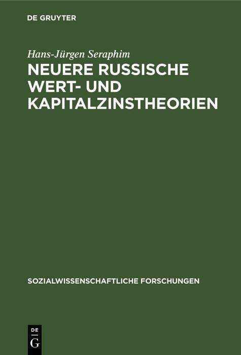 Produktbild: Neuere russische Wert- und Kapitalzinstheorien