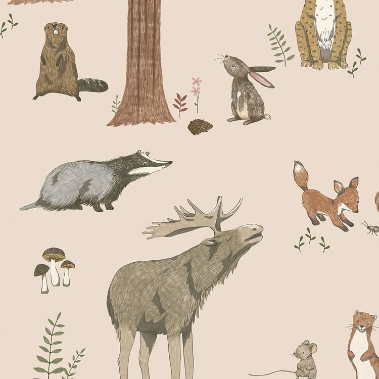 Produktbild: Scriptum Schreibtischunterlage f&uuml;r Kinder Waldtiere Woodland rose - 60 x 40 cm, aus premium Vinyl