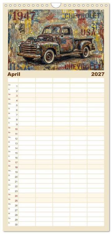 Produktbild: Familienplaner 2027 - Patina und PS mit 5 Spalten (Wandkalender, 21 x 45 cm) CALVENDO