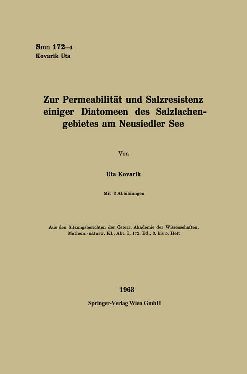 Produktbild: Zur Permeabilit&auml;t und Salzresistenz einiger Diatomeen des Salzlachengebietes am Neusiedler See