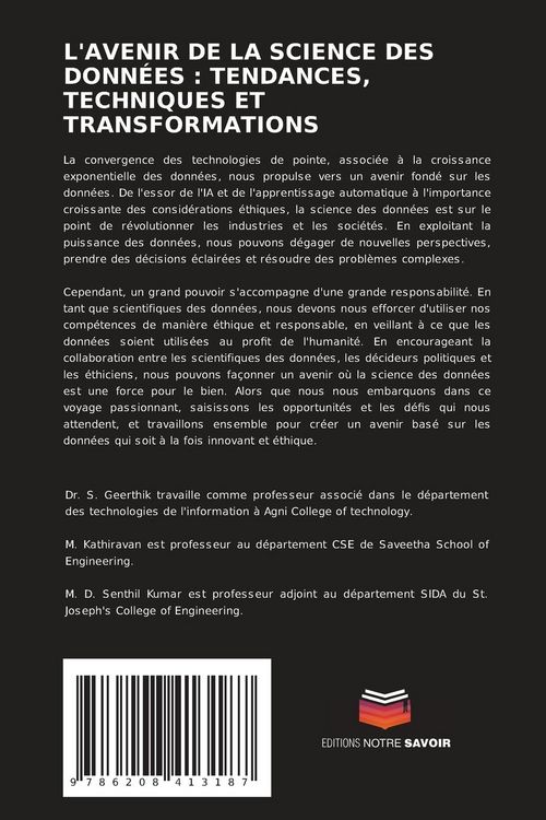 Produktbild: L'avenir De La Science des Donn&eacute;es : Tendances, Techniques Et Transformations