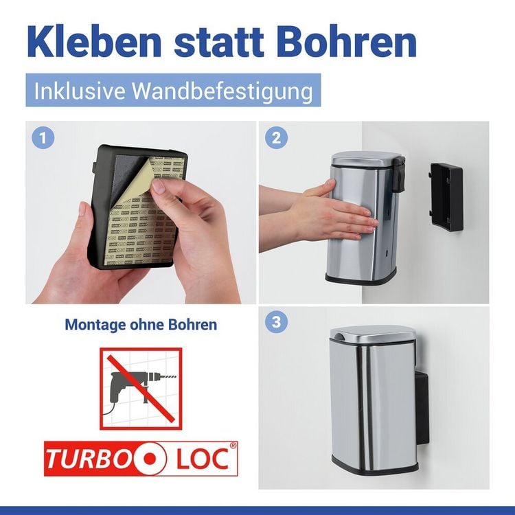 Wand-Kosmetikeimer Mod. Sare Edelstahl 3 L, Befestigen ohne Bohren kaufen