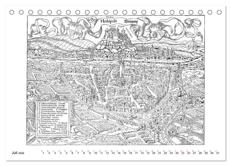 Produktbild: W&uuml;rzburg in alten Bildern (Tischkalender 2026 DIN A5 quer), CALVENDO Monatskalender