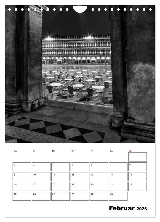 Produktbild: MONOCHROMES VENEDIG Klassische Momente (Wandkalender 2026 DIN A4 hoch), CALVENDO Monatskalender