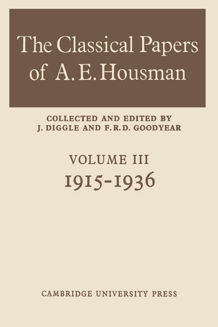 Produktbild: The Classical Papers of A. E. Housman