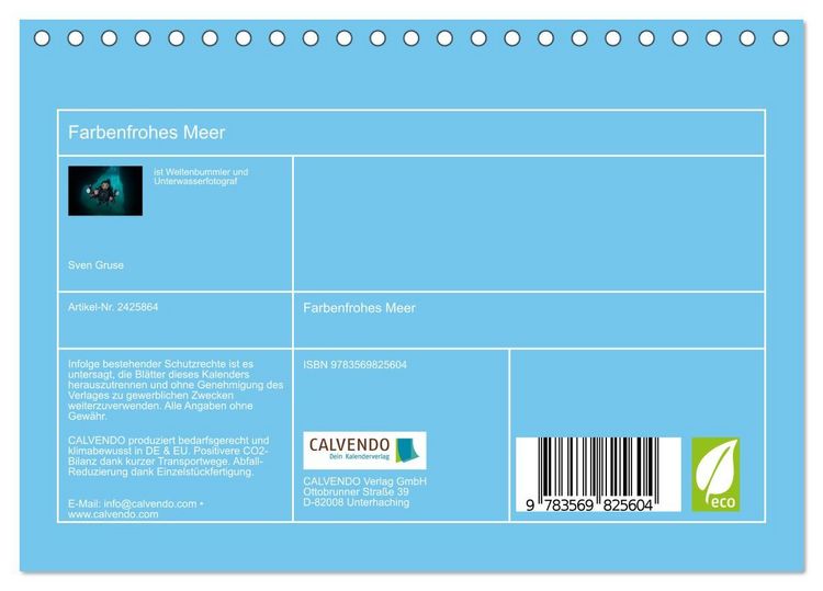 Produktbild: Farbenfrohes Meer (Tischkalender 2027 DIN A5 quer), CALVENDO Monatskalender