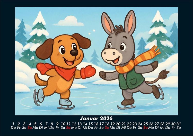 Produktbild: Wuff & Huf - Festliche Freundschaft 2026 Fotokalender DIN A5
