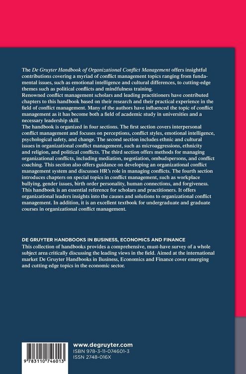 Produktbild: De Gruyter Handbook of Organizational Conflict Management
