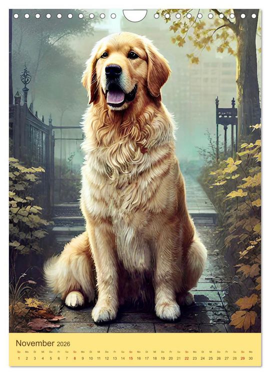Produktbild: Golden Retriever. Kunstvolle Portr&auml;ts des beliebten Hundes (Wandkalender 2026 DIN A4 hoch), CALVENDO Monatskalender