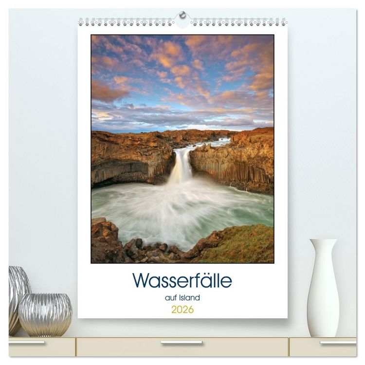Produktbild: Wasserf&auml;lle auf Island (hochwertiger Premium Wandkalender 2026 DIN A2 hoch), Kunstdruck in Hochglanz