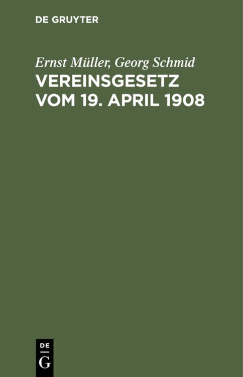 Produktbild: Vereinsgesetz vom 19. April 1908