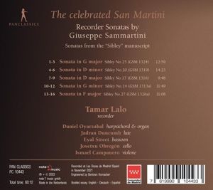 Produktbild: The Celebrated San Martini - Recorder Sonatas by
