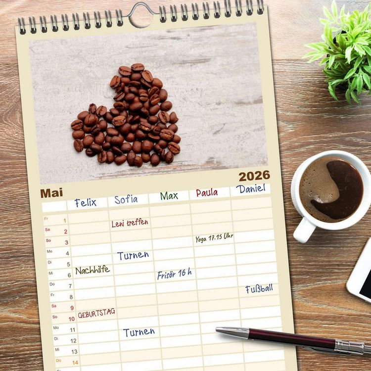 Produktbild: Familienplaner 2026 - Der K&uuml;chenkalender mit 5 Spalten (Wandkalender, 21 x 45 cm) CALVENDO