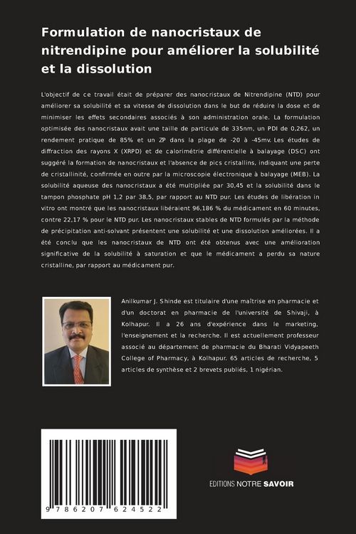 Produktbild: Formulation de nanocristaux de nitrendipine pour am&eacute;liorer la solubilit&eacute; et la dissolution