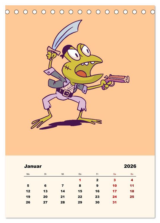 Produktbild: Tierische Piraten (Tischkalender 2026 DIN A5 hoch), CALVENDO Monatskalender