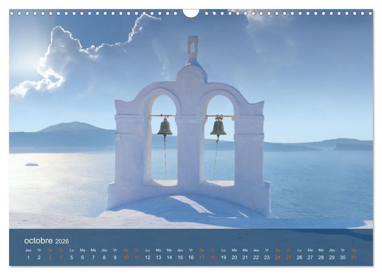 Produktbild: Santorin - La Magie des Cyclades (Calendrier mural 2026 DIN A3 vertical), CALVENDO calendrier mensuel