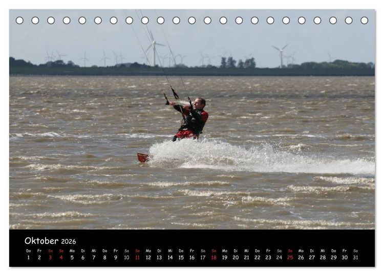 Produktbild: Kitesurfen &ndash; Faszination auf dem Wasser (Tischkalender 2026 DIN A5 quer), CALVENDO Monatskalender
