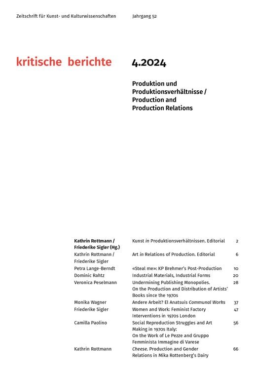 Produktbild: Kritische Berichte : Zeitschrift f&uuml;r Kunst- und Kulturwissenschaften / Jahrgang 52, Heft 4.2024