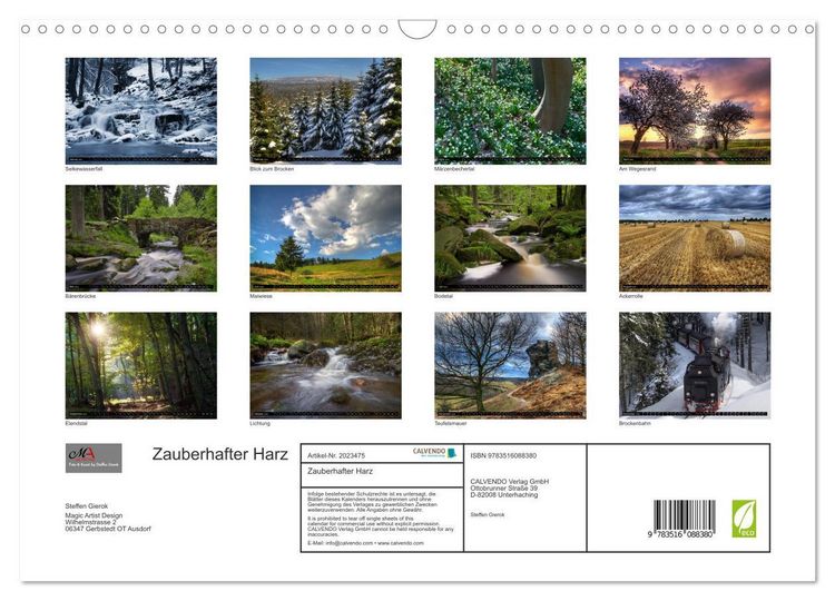 Produktbild: Zauberhafter Harz (Wandkalender 2026 DIN A3 quer), CALVENDO Monatskalender