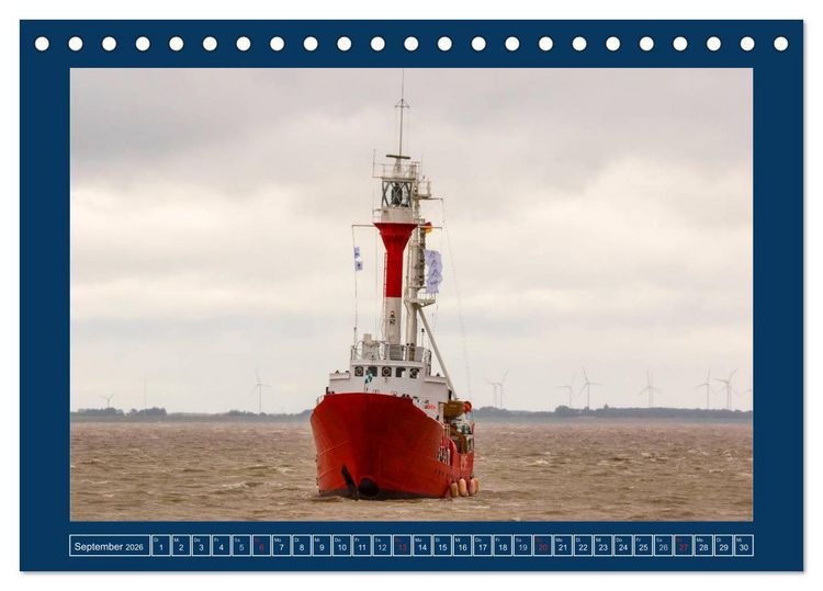 Produktbild: Feuerschiffe - Borkum Riff - Elbe 1 - Deutsche Bucht (Tischkalender 2026 DIN A5 quer), CALVENDO Monatskalender