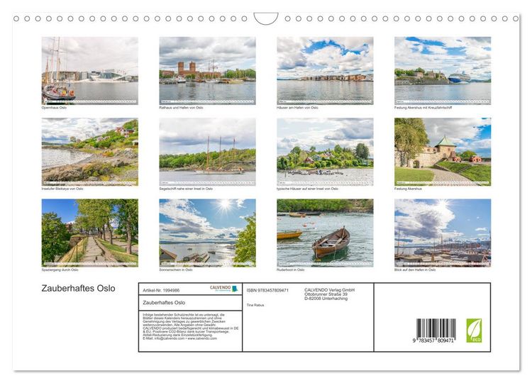 Produktbild: Zauberhaftes Oslo (Wandkalender 2026 DIN A3 quer), CALVENDO Monatskalender