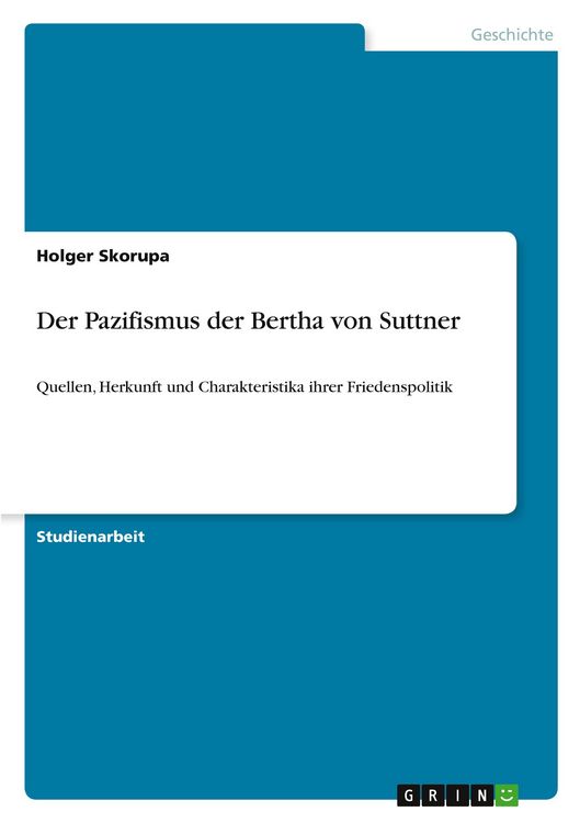 Produktbild: Der Pazifismus der Bertha von Suttner