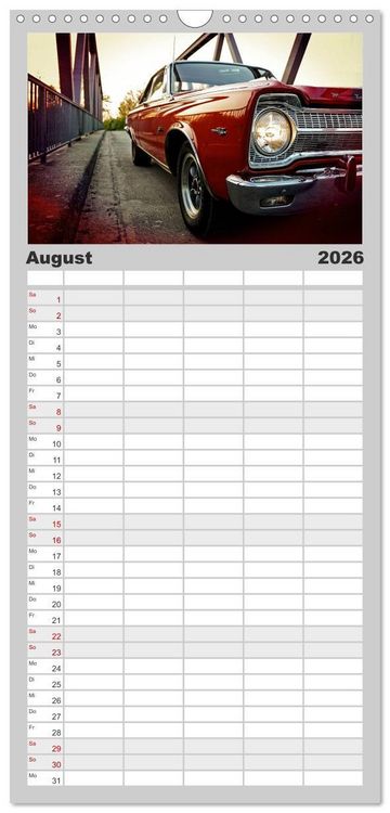 Produktbild: Familienplaner 2026 - US-Muscle-Cars - Plymouth mit 5 Spalten (Wandkalender, 21 x 45 cm) CALVENDO
