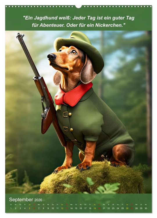 Produktbild: Lustige Jagdhunde mit J&auml;gerlatein (hochwertiger Premium Wandkalender 2026 DIN A2 hoch), Kunstdruck in Hochglanz
