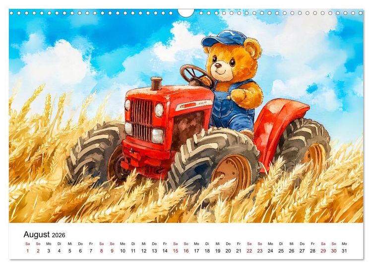 Produktbild: Teddy auf dem Bauernhof - Entdecke das Landleben mit Tieren und Feldern (Wandkalender 2026 DIN A3 quer), CALVENDO Monatskalender