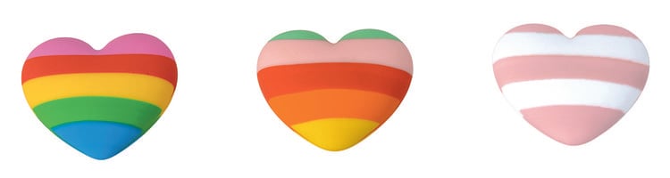 Produktbild: Regenbogen Herz Radierer Set