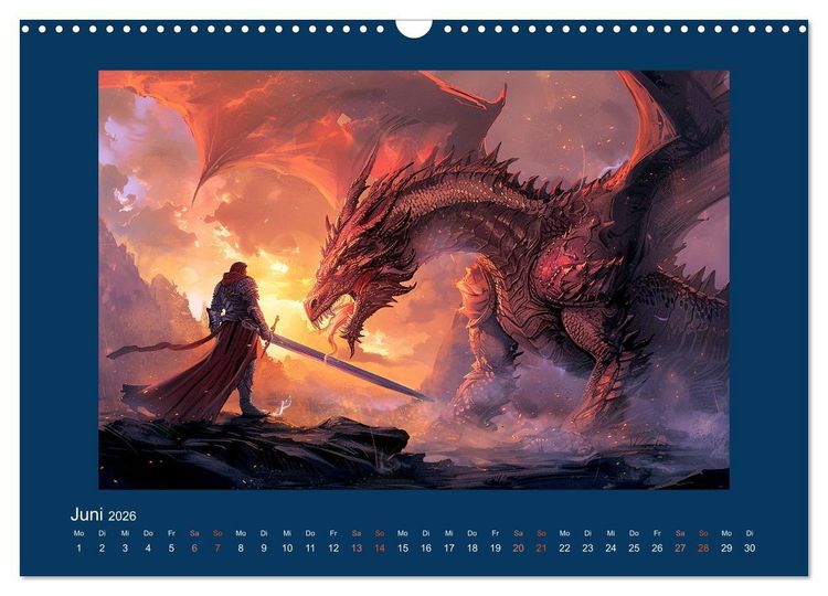 Produktbild: Drachenkrieger (Wandkalender 2026 DIN A3 quer), CALVENDO Monatskalender