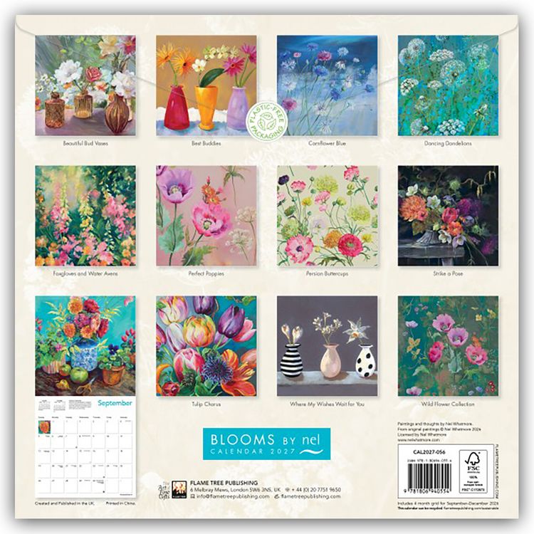 Produktbild: Blooms by Nel Whatmore &ndash; Nel Whatmores Bl&uuml;ten 2027 &ndash; Original Flame Tree Publishing-Kalender [Kalender]