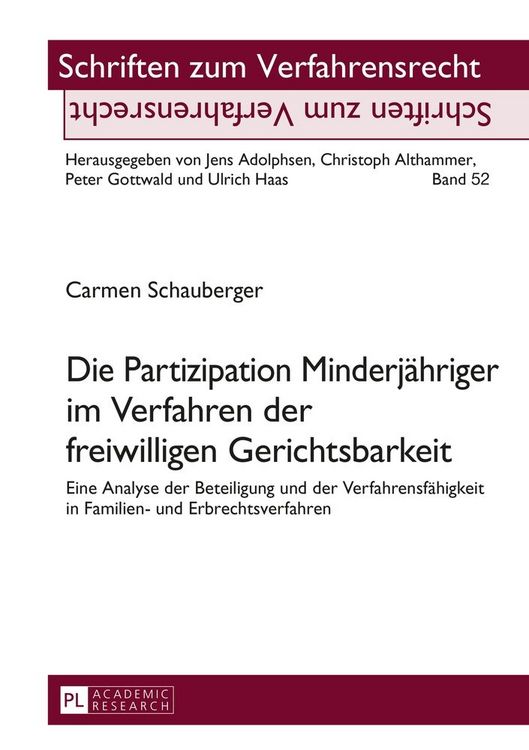 Produktbild: Die Partizipation Minderj&auml;hriger im Verfahren der freiwilligen Gerichtsbarkeit