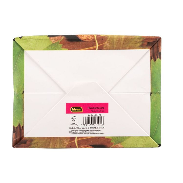 Produktbild: Idena Flaschentasche Wein schwarz 12,5x35x9cm 210g/m&sup2;
