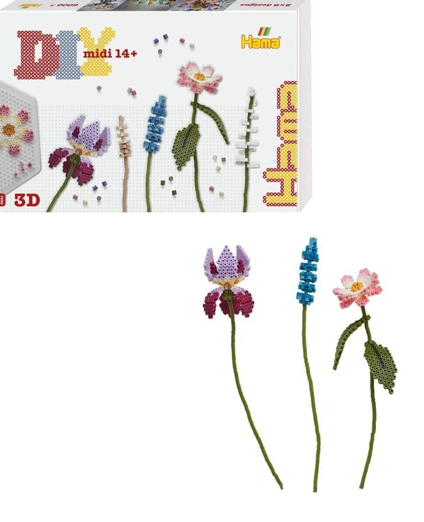 Bild vom Artikel Hama 3621 - Geschenkpackung DIY midi Art 14+, Motivvorlage Blumenstrauß, Blumen mit 3D Effekt, mit ca. 6.000 Bügelperlen und Zubehör vom Autor 