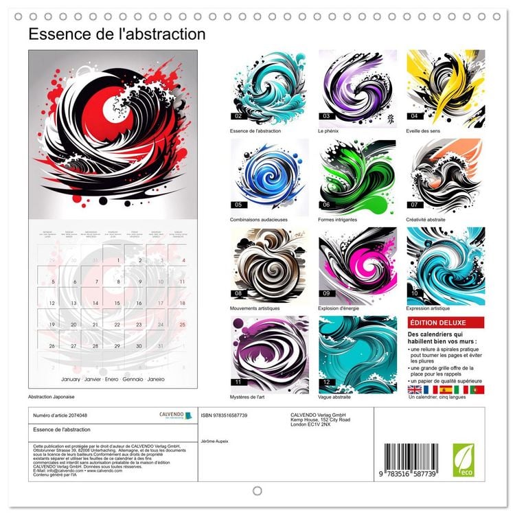 Produktbild: Essence de l'abstraction (Calendrier mural carr&eacute; 2026 30x30 cm) Calendrier double avec une page pour vos prises de notes