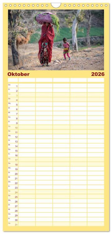 Produktbild: Familienplaner 2026 - Indiens Gesichter mit 5 Spalten (Wandkalender, 21 x 45 cm) CALVENDO