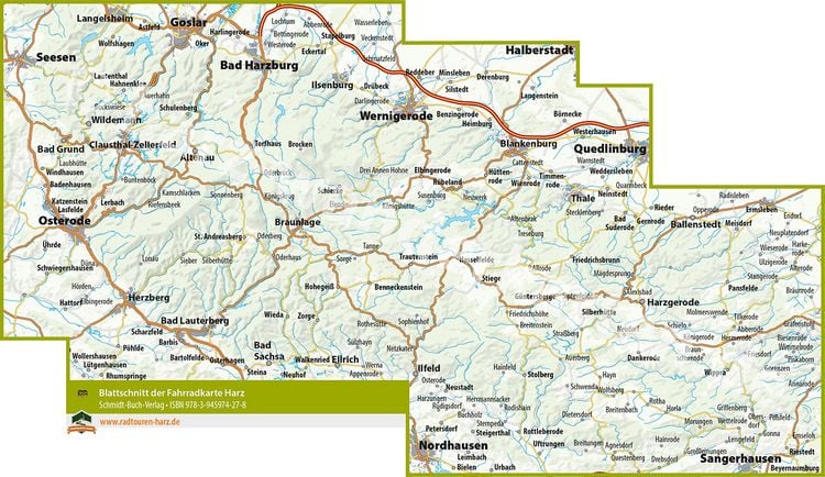 Produktbild: Fahrradkarte Harz 1 : 50 000