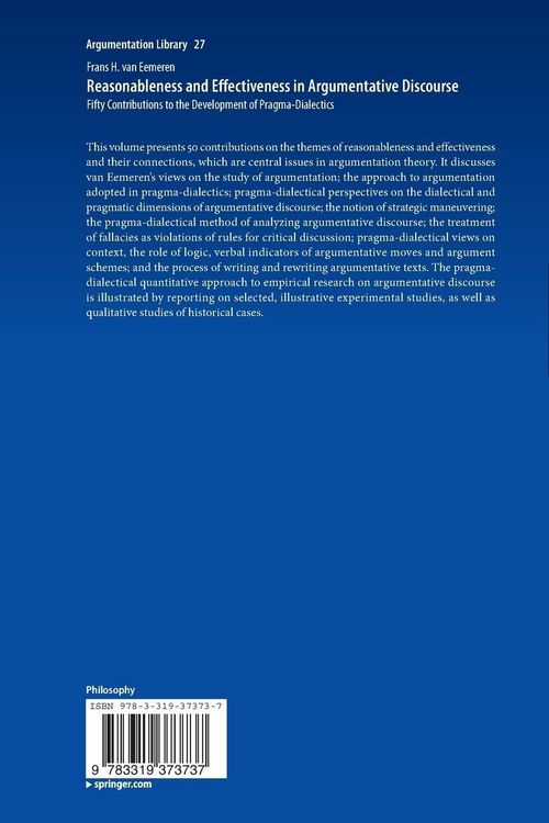 Produktbild: Reasonableness and Effectiveness in Argumentative Discourse