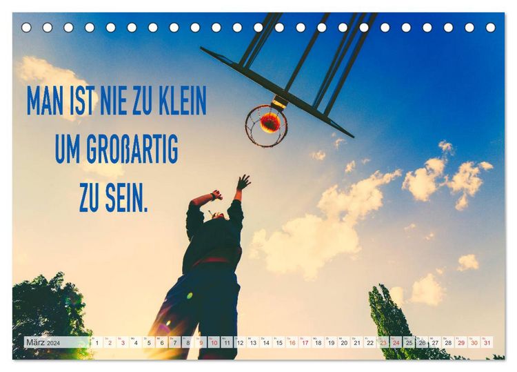 Produktbild: Positive Spr&uuml;che - Motivation und Basketball (Tischkalender 2024 DIN A5 quer), CALVENDO Monatskalender