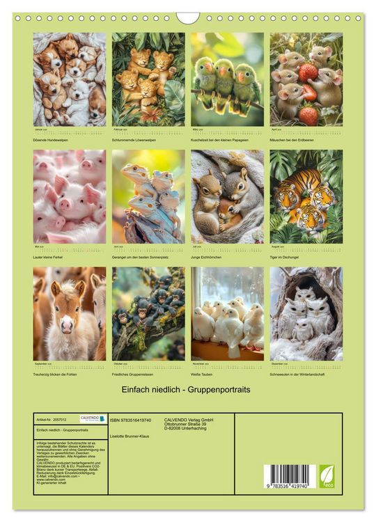Produktbild: Einfach niedlich - Gruppenportraits (Wandkalender 2026 DIN A3 hoch), CALVENDO Monatskalender