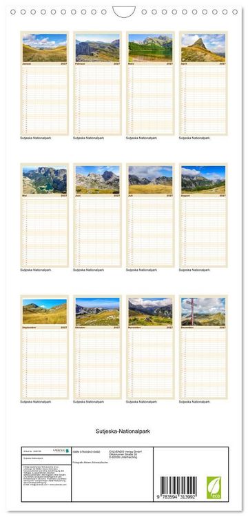 Produktbild: Familienplaner 2027 - Sutjeska-Nationalpark mit 5 Spalten (Wandkalender, 21 x 45 cm) CALVENDO